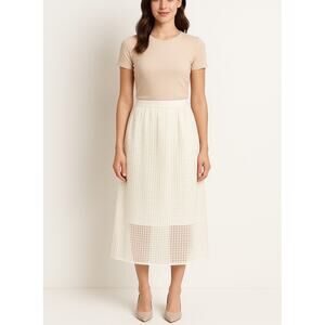 Who What Wear Off-White Mesh Overlay Skirt – Women’s Size 10